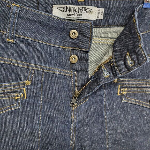 Nikita Jeans Women 27 High Waist Zippered Slits Dark Wash Blue - Picture 6 of 9